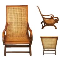 Olvas&oacute; fotel teak f&aacute;b&oacute;l rattan fon&aacute;ssal