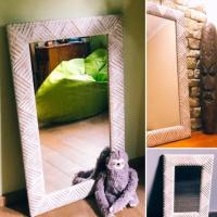 T&uuml;k&ouml;r feh&eacute;r rusztikus fa keretben  60*100 cm