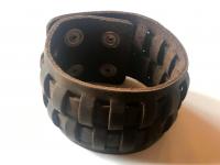 Vastag bőr karkötő dupla fűzött (barna)