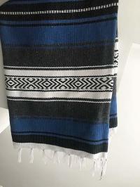 Mexikói Ágytakaró, pléd kék szürkével