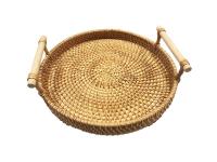 Rattan tálca kör füllel (S)