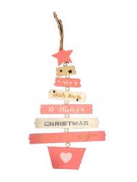 Karácsonyfa vintage dekoráció RÓZSASZíN